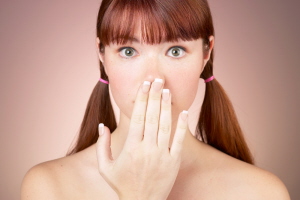 young girl with acne